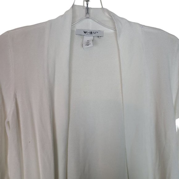 White House Black Market Womens XS White Open Front Long Sleeve Cardigan Sweater - Picture 2 of 8